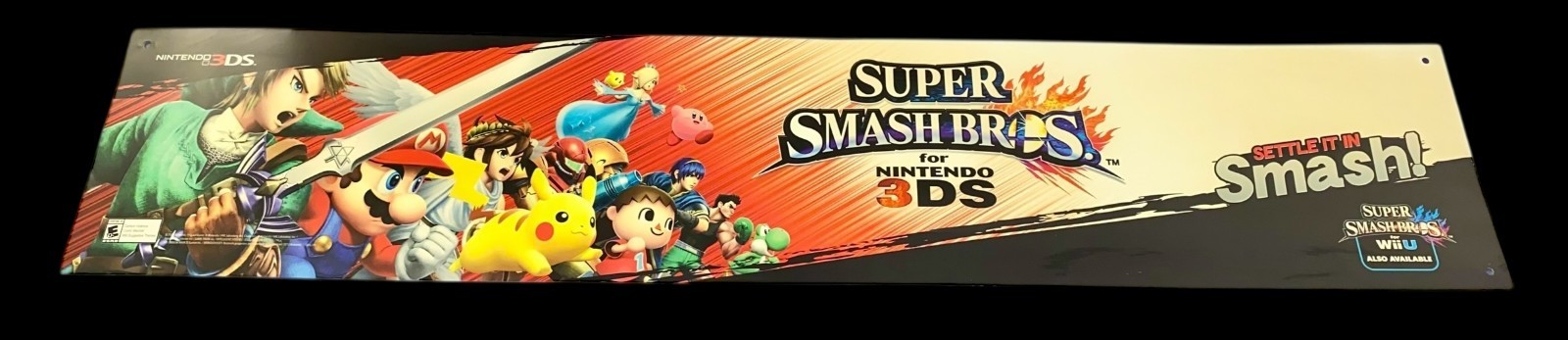 Nintendo 3DS Promo Store Display Sign Super Smash Bros 36″ x 7″