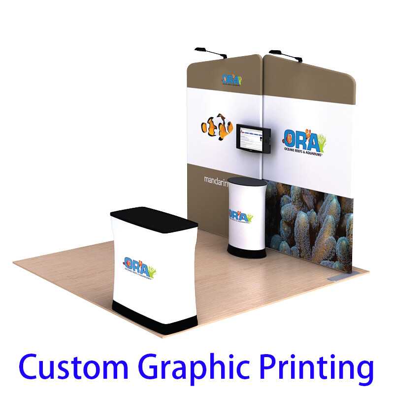 10ft Custom Tension Fabric Trade Show Display Pop Up Stand Booth Back Wall