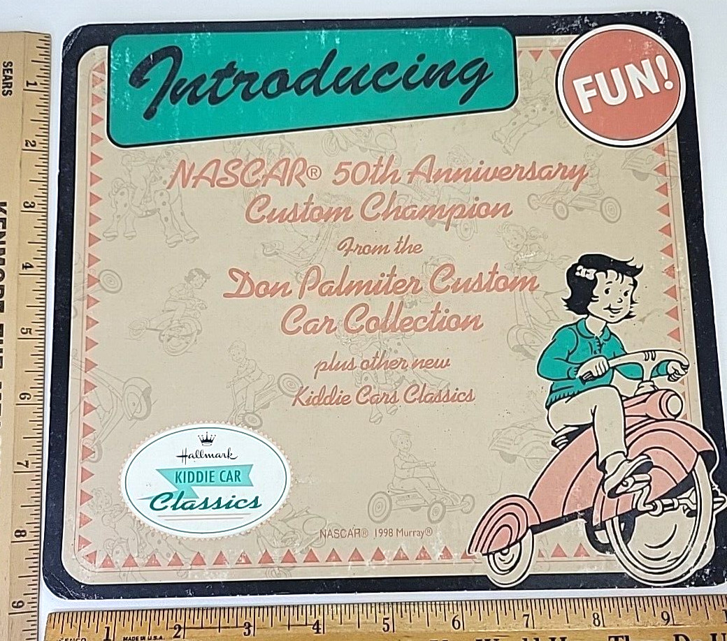 Hallmark NASCAR Diecast Sign Kiddie Car Classics Store Display Don Palmiter Car