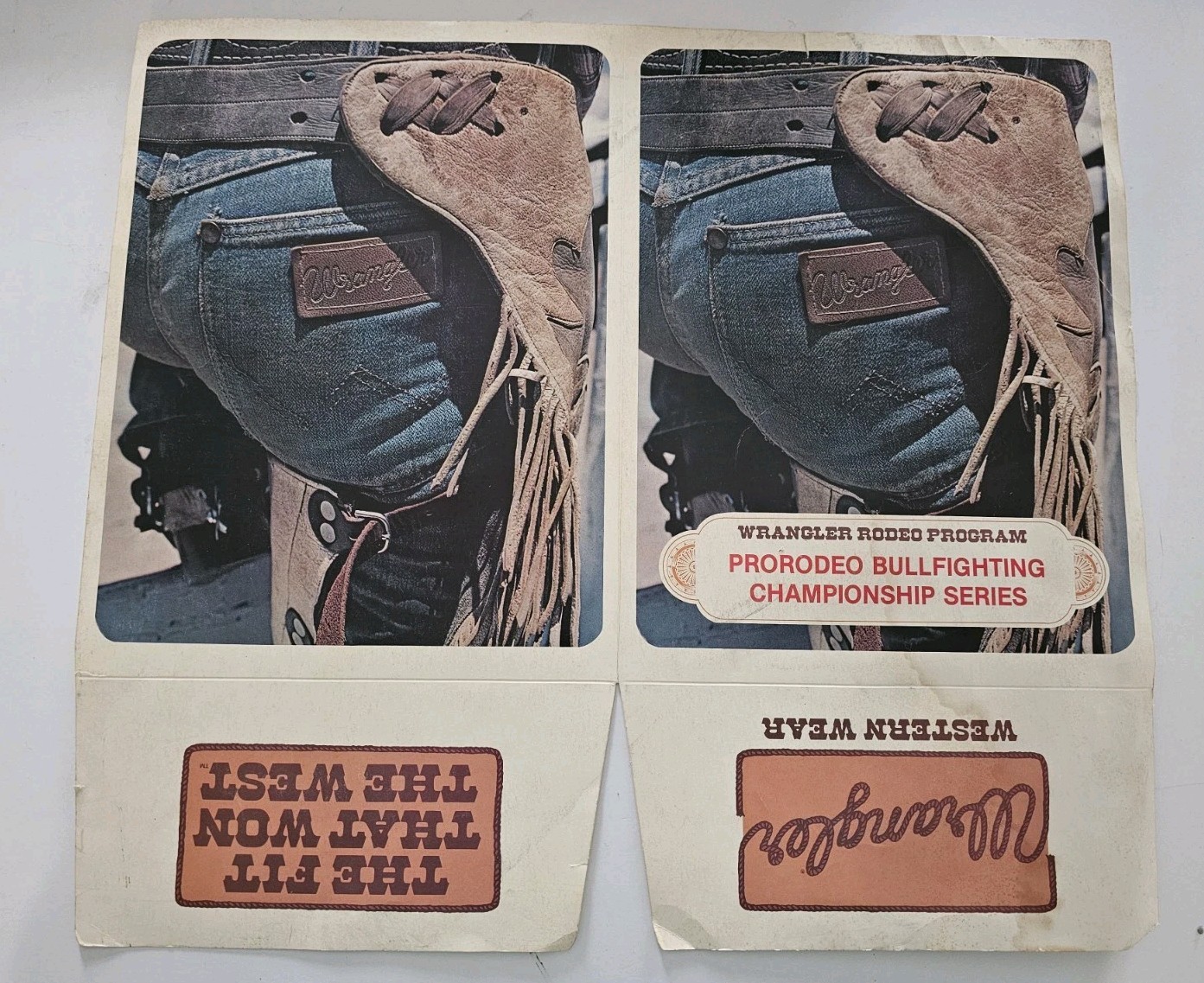Vintage Wrangler Western Wear Store Paper Display Sign Denim Jeans Cardboard