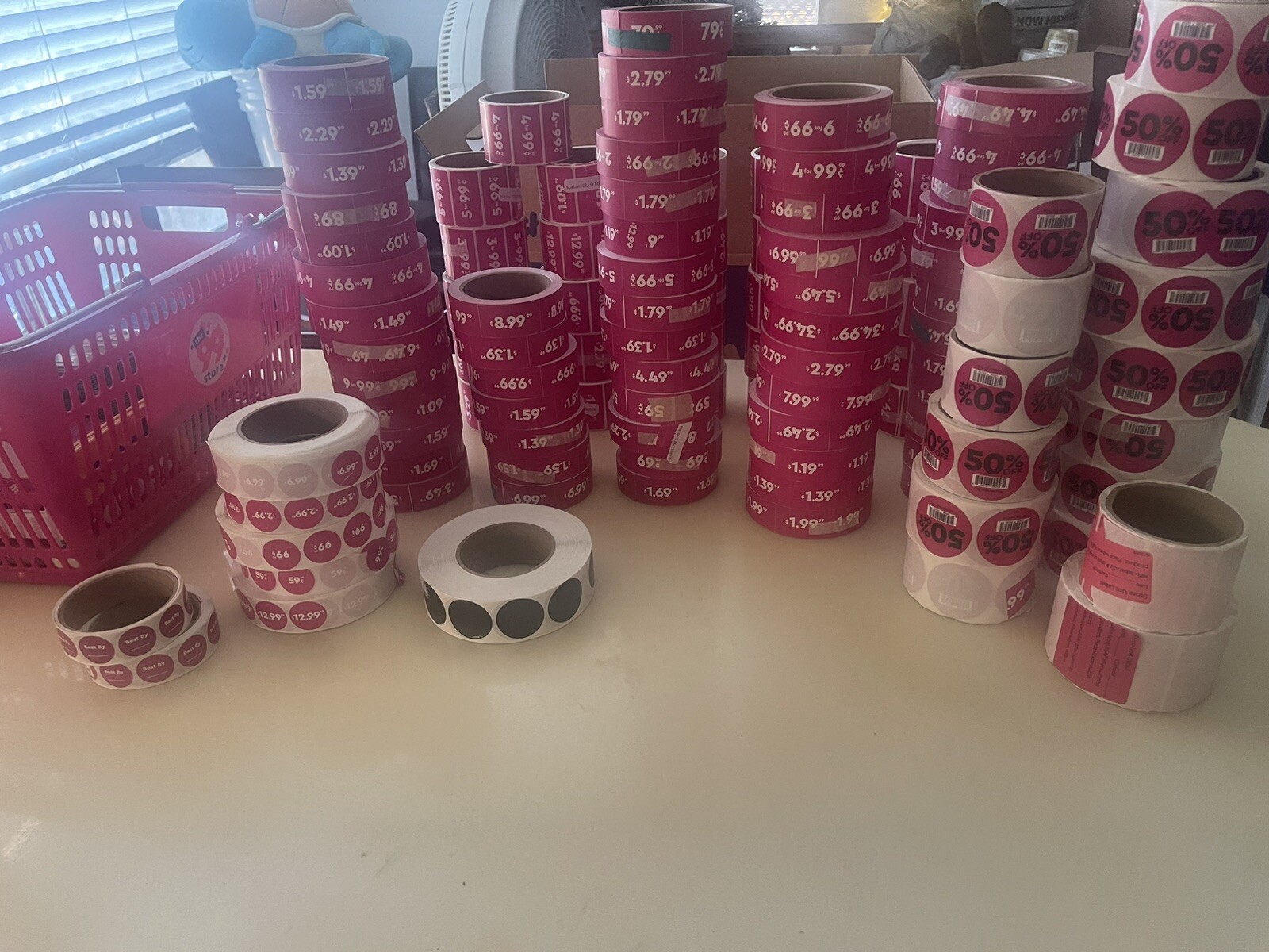 99 Cent Only Price Tags, Gift Cards And Basket