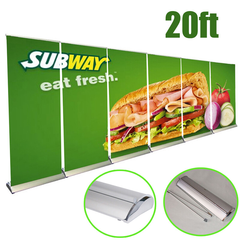 20ft Outdoor Roll-Up Banner Stand with Aluminum Base for Trade Shows & Events