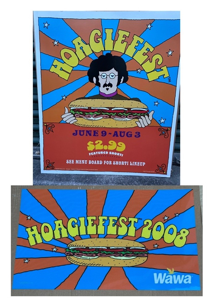 WAWA HOAGIEFEST 2008 Beatles Look Display Sign & Acetate Overlay Advertising