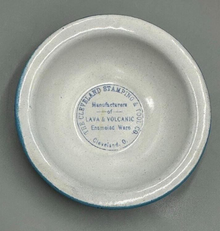 Antique SALESMAN SAMPLE Lava Volcanic ENAMEL WARE Graniteware Advertising Bowl