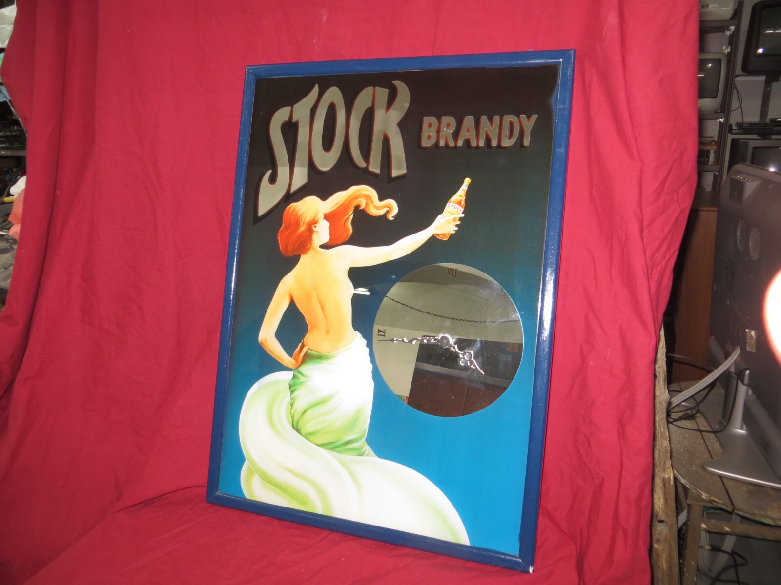 Advertising 1960s/70s – STOCK BRANDY Mirror Frame with Clock (Not Working