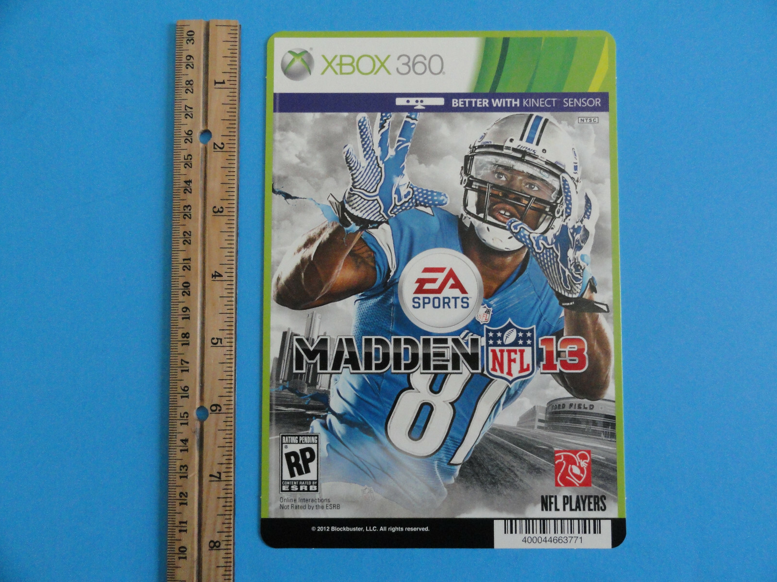 XBOX 360 MADDEN 13 BLOCKBUSTER VIDEO BACKER CARD 5″X8″ NO GAME