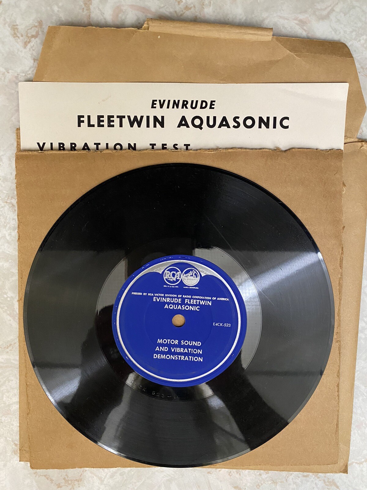 RARE 1954 Evinrude Fleetwin Boat Motor record dealer item only “Evinrude Jingles