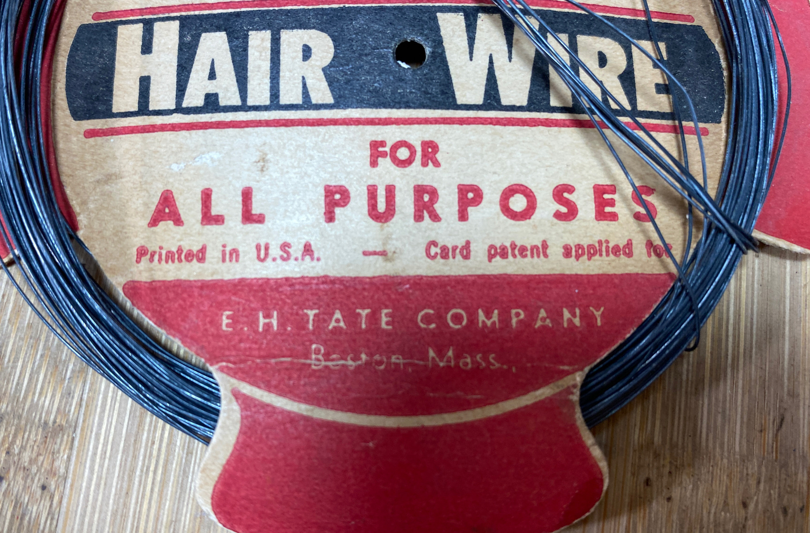Vintage EH Tate BULL DOG HAIR WIRE! All Purpose 30c, USA, Original Display Card