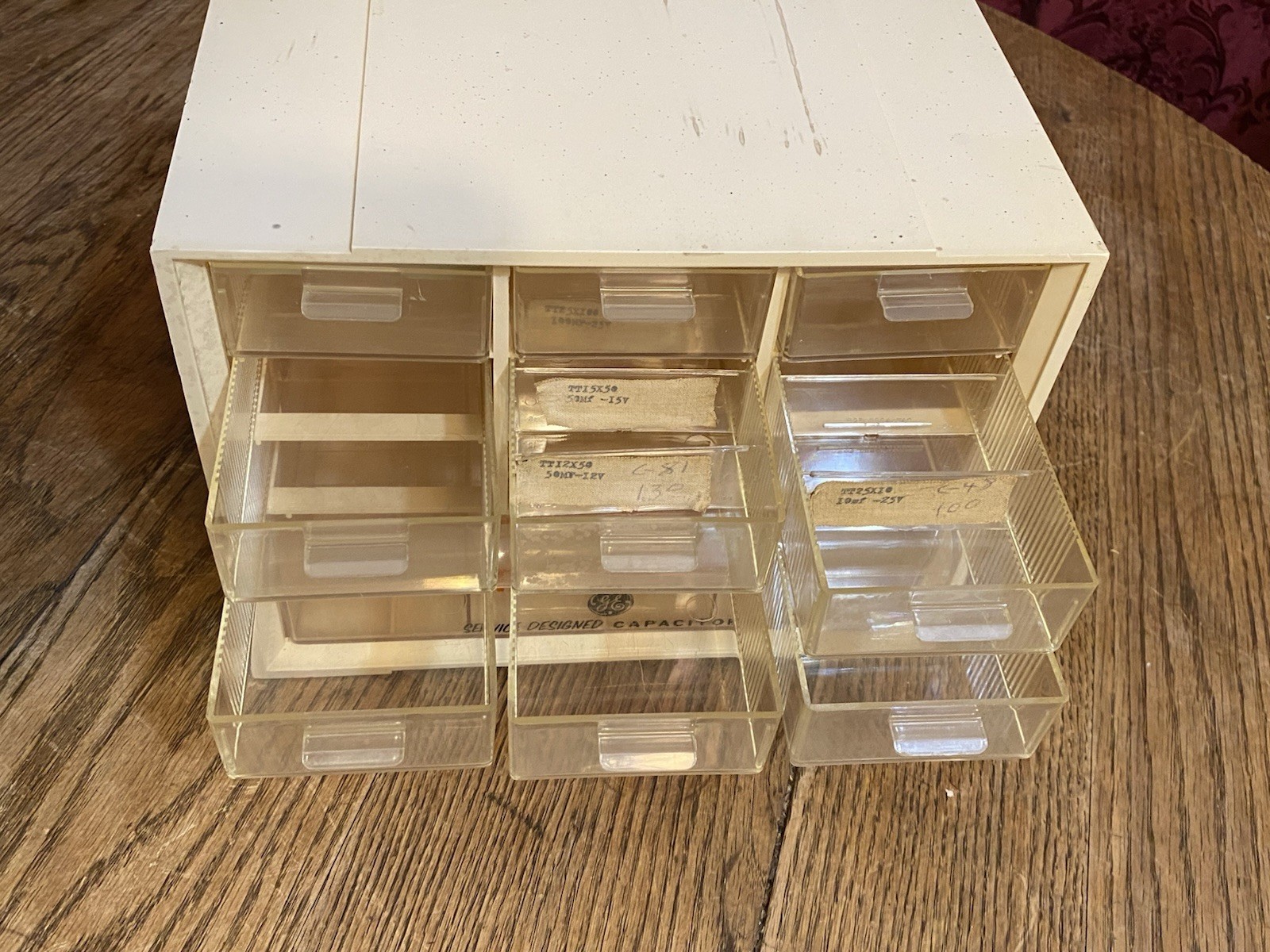 Small Rare Vintage Plastic General Electric Part Organizer Sorter Cabinet GE Box