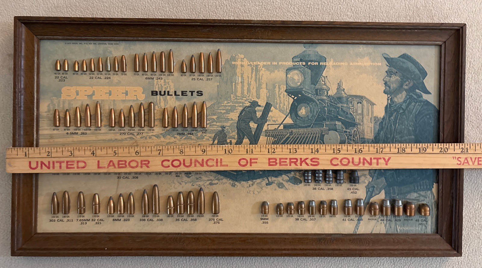 Vintage 1971 Speer Framed Advertising Display Bullet Board Railroad Train