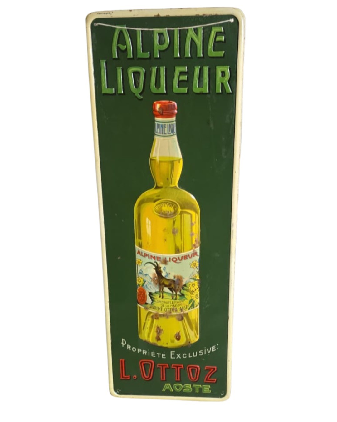 Ottoz Alpine Liqueur Lithographed Table Sign