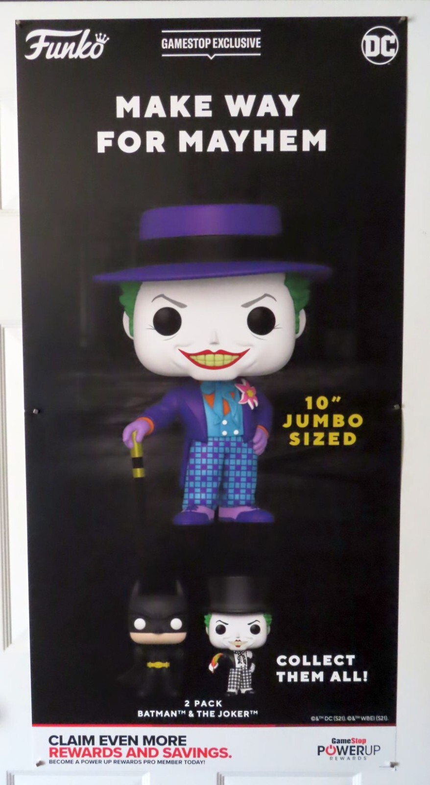 Funko Batman Gamestop Store Promo Display Sign 24″ x 48″ Joker