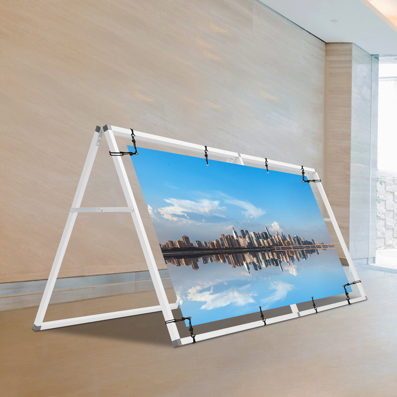 Double Sided Poster Display Stand Horizontal Floor Standing Display Banner Stand