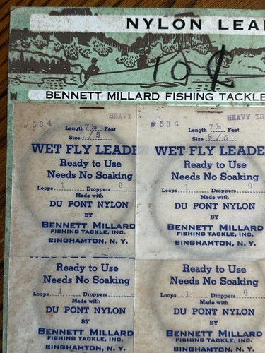 DuPont Nylon Leaders Display Bennett Millard Fishing Tackle 1950s NY Fish
