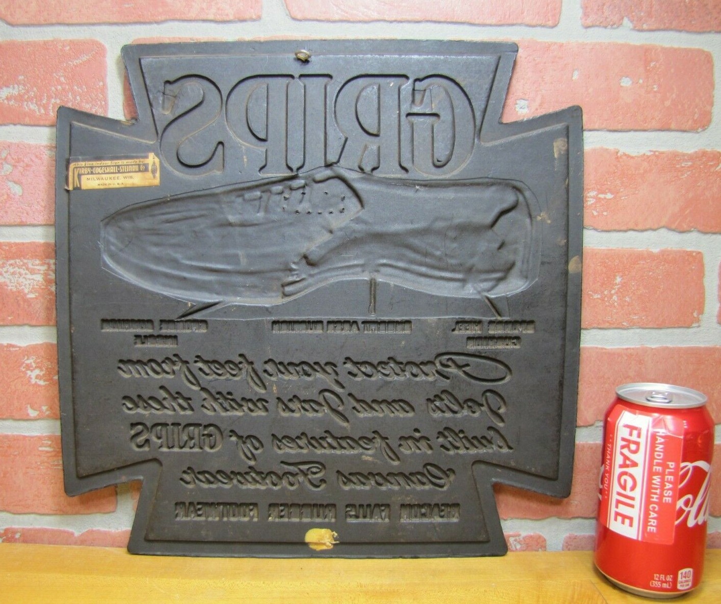 GRIPS CANVAS SNEAKERS BEACON FALLS RUBBER FOOTWEAR Old Shoe Store Ad Sign USA