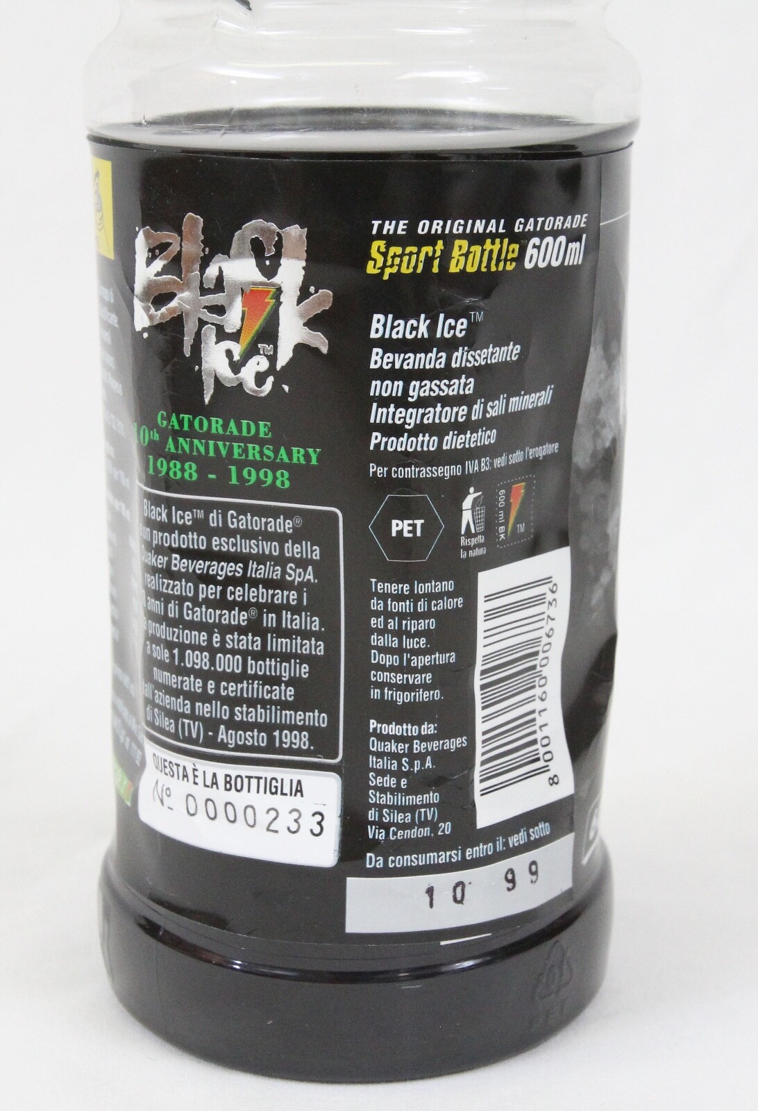 Gatorade Limited Edition Black Ice 1998 Bottle Italian Store Display & Poster