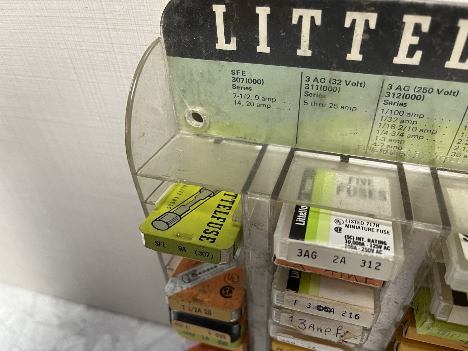 Vintage Littelfuse Fuse Display And Miscellaneous Fuses.