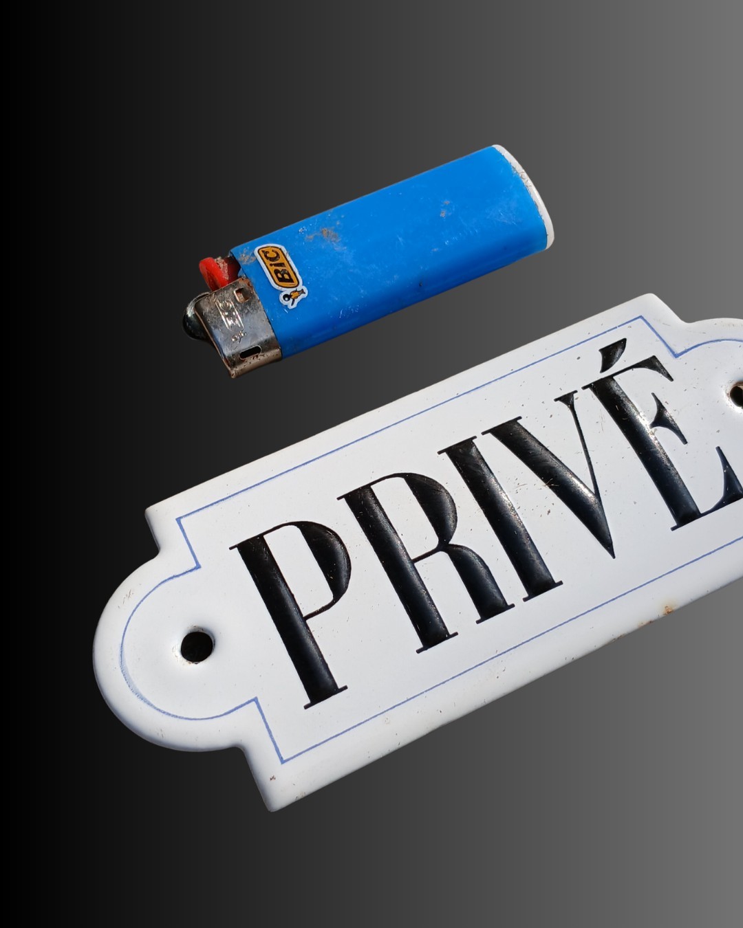 1950s Vintage France PRIVÉ Domed Enamel Sign
