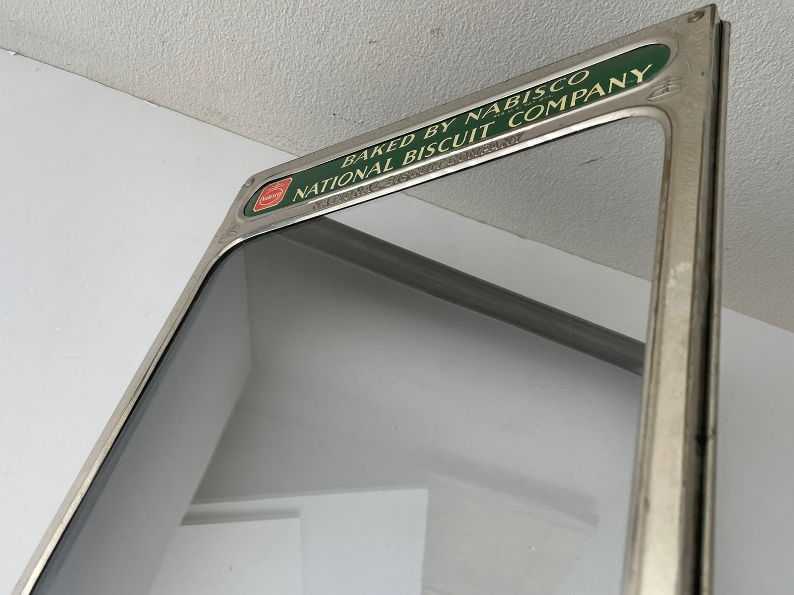 Antique 1920 Nabisco National Biscuit Company Display Front Door Sign w/ Glass