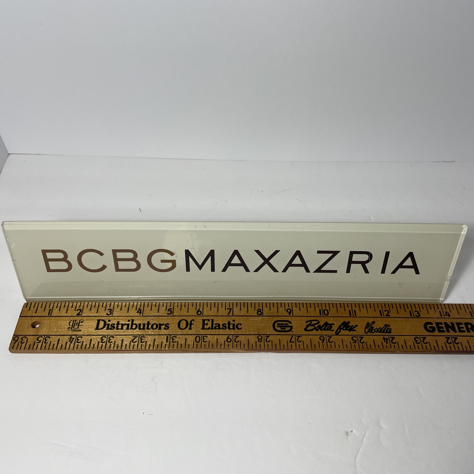 BCBGMAXAZRIA Designer Retail Countertop Display Sign Logo Gold Black Acrylic