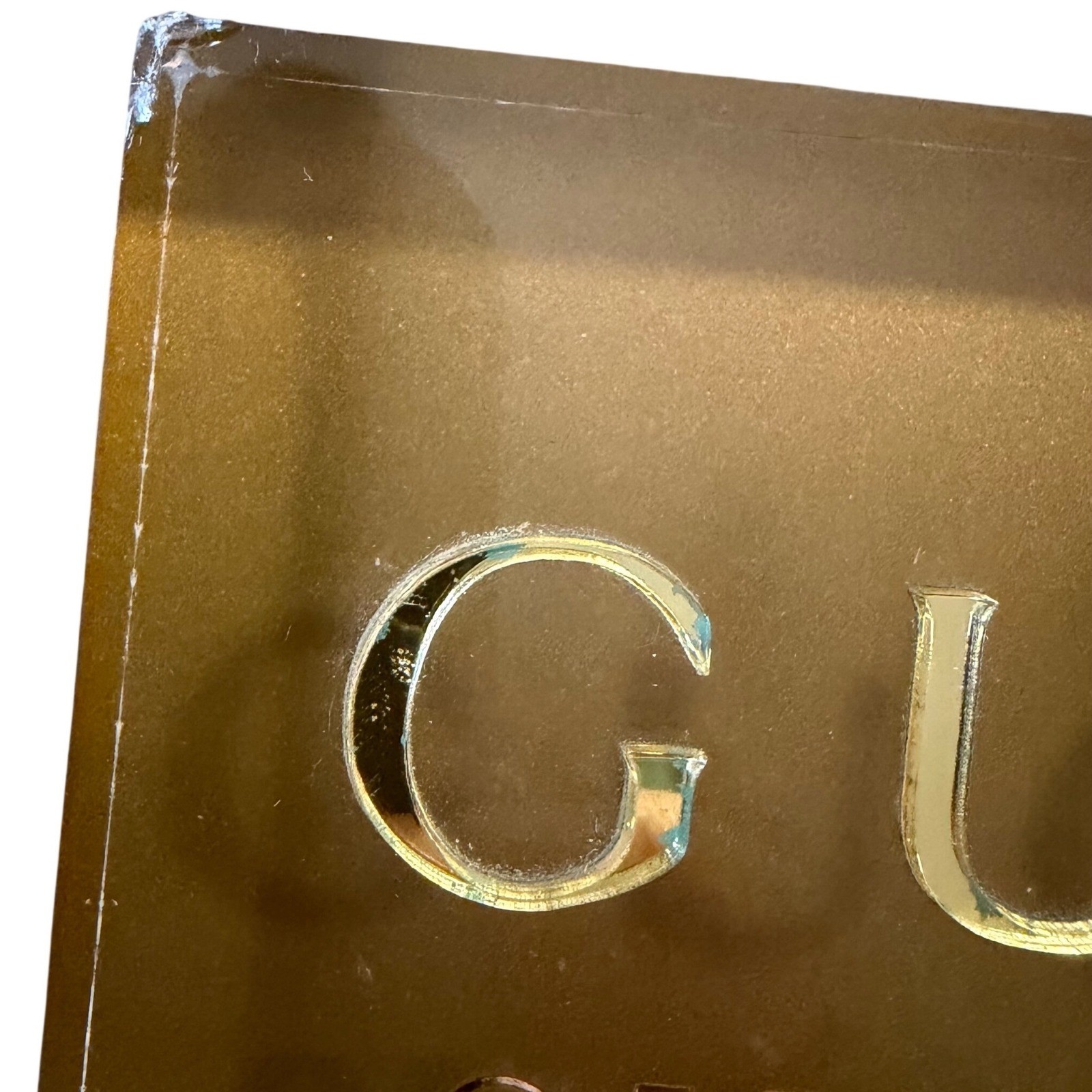 Gucci Official Dealer Lucite Logo Sign Gold Acrylic Display Block Boutique Decor