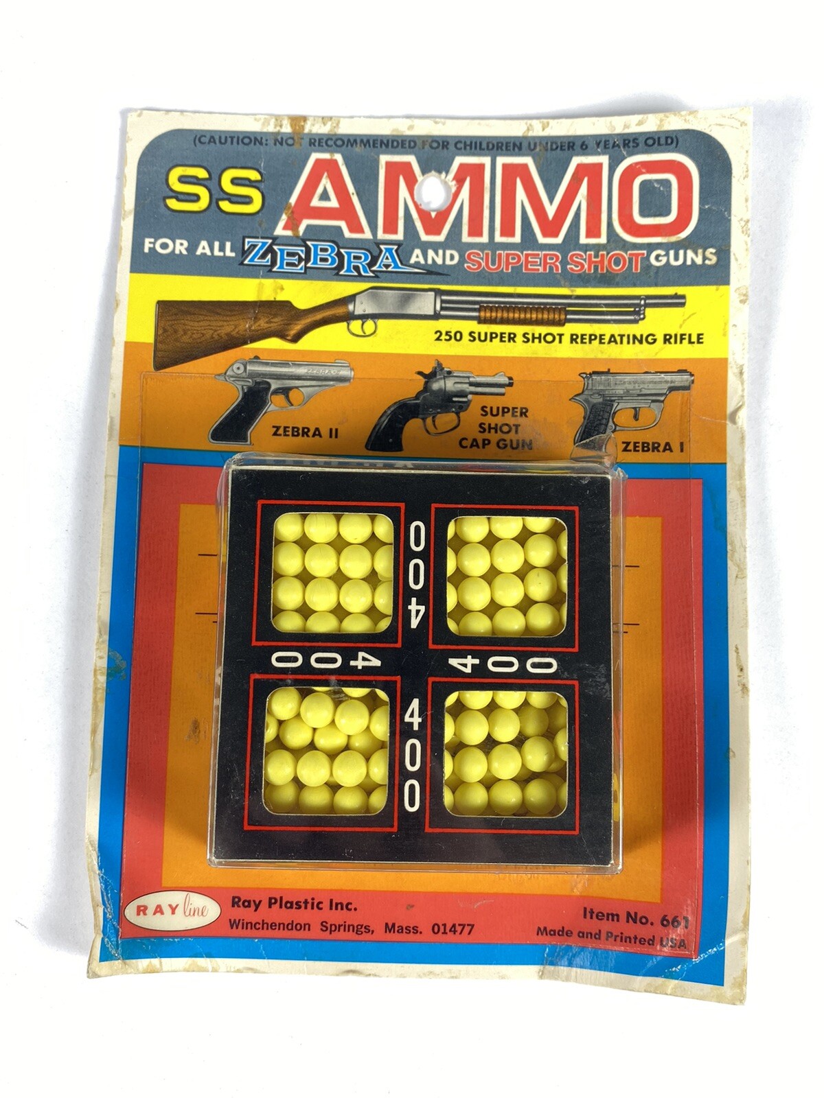 Vintage Toy Rayline SS Super Shot Plastic #661 Ammo Zebra Sealed Package 400 NOS