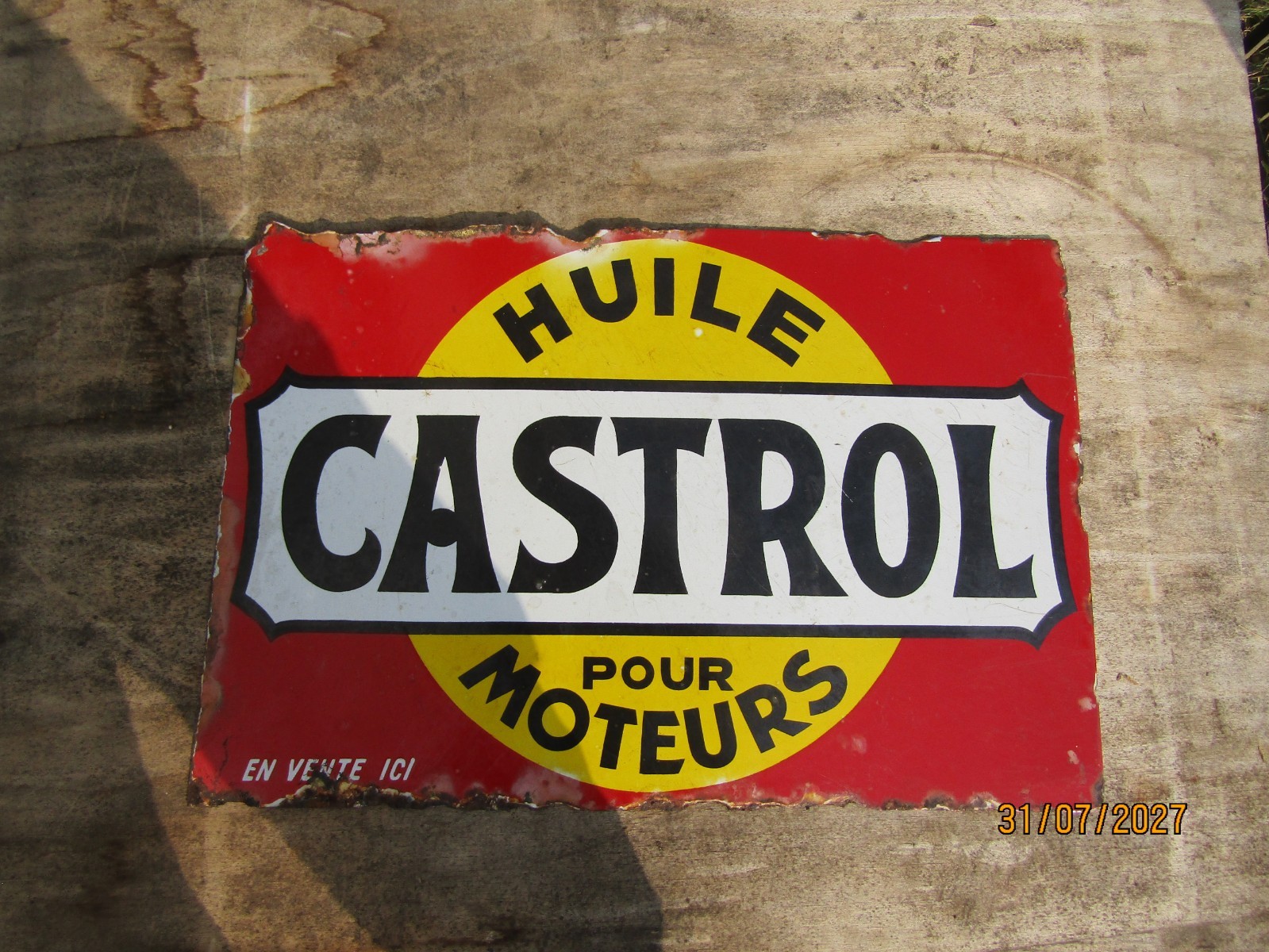 old enamel plate castrol automobile garage oil automobilia