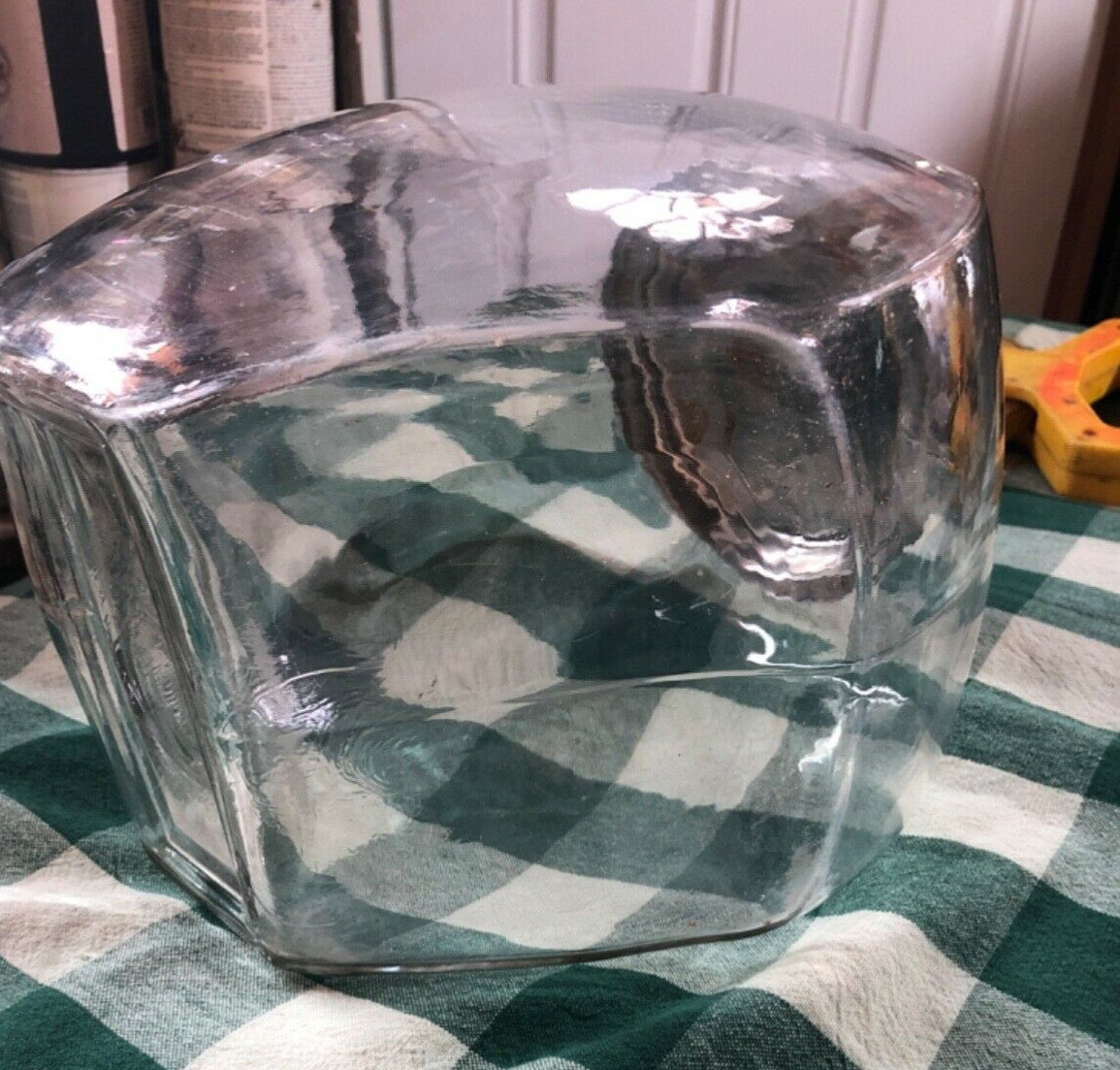 Early 1900s GENERAL STORE Tilt Glass Counter Candy / Jar Canister & Lid HUGE