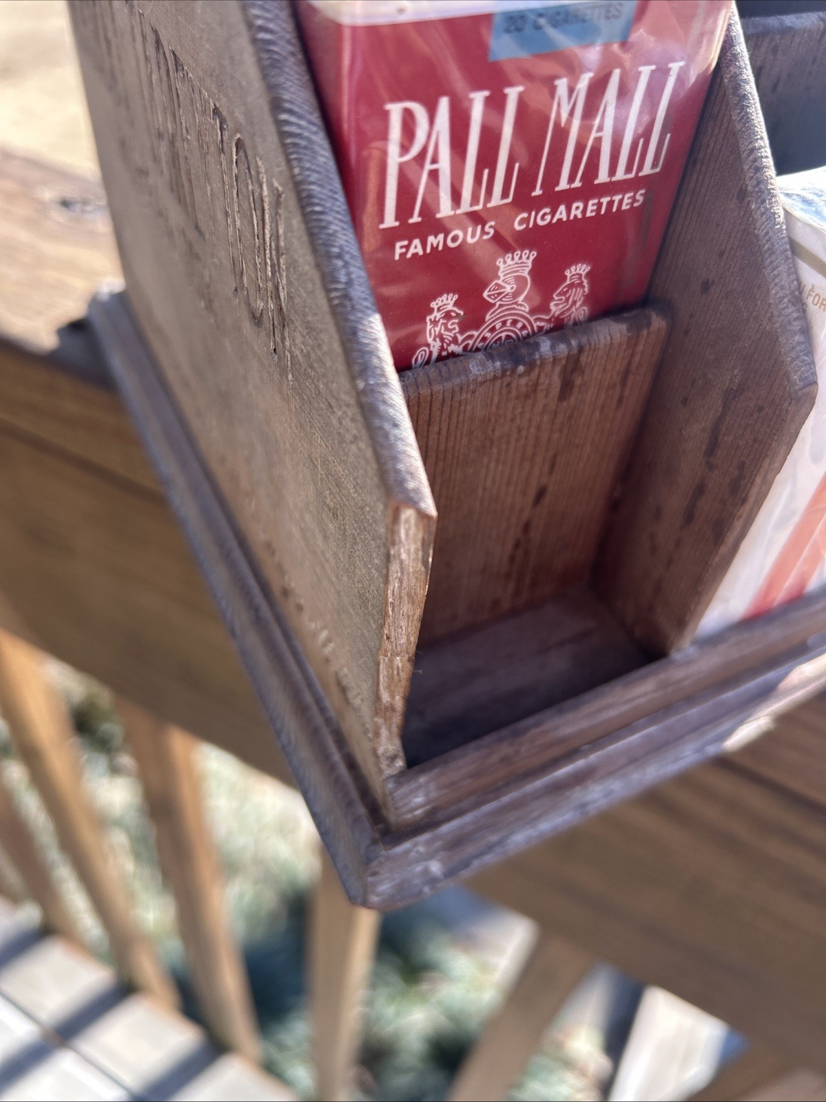 VINTAGE PALL MALL & HERBERT TAREYTON WOODEN CIGARETTE COUNTER DISPLAY w GRAPHICS