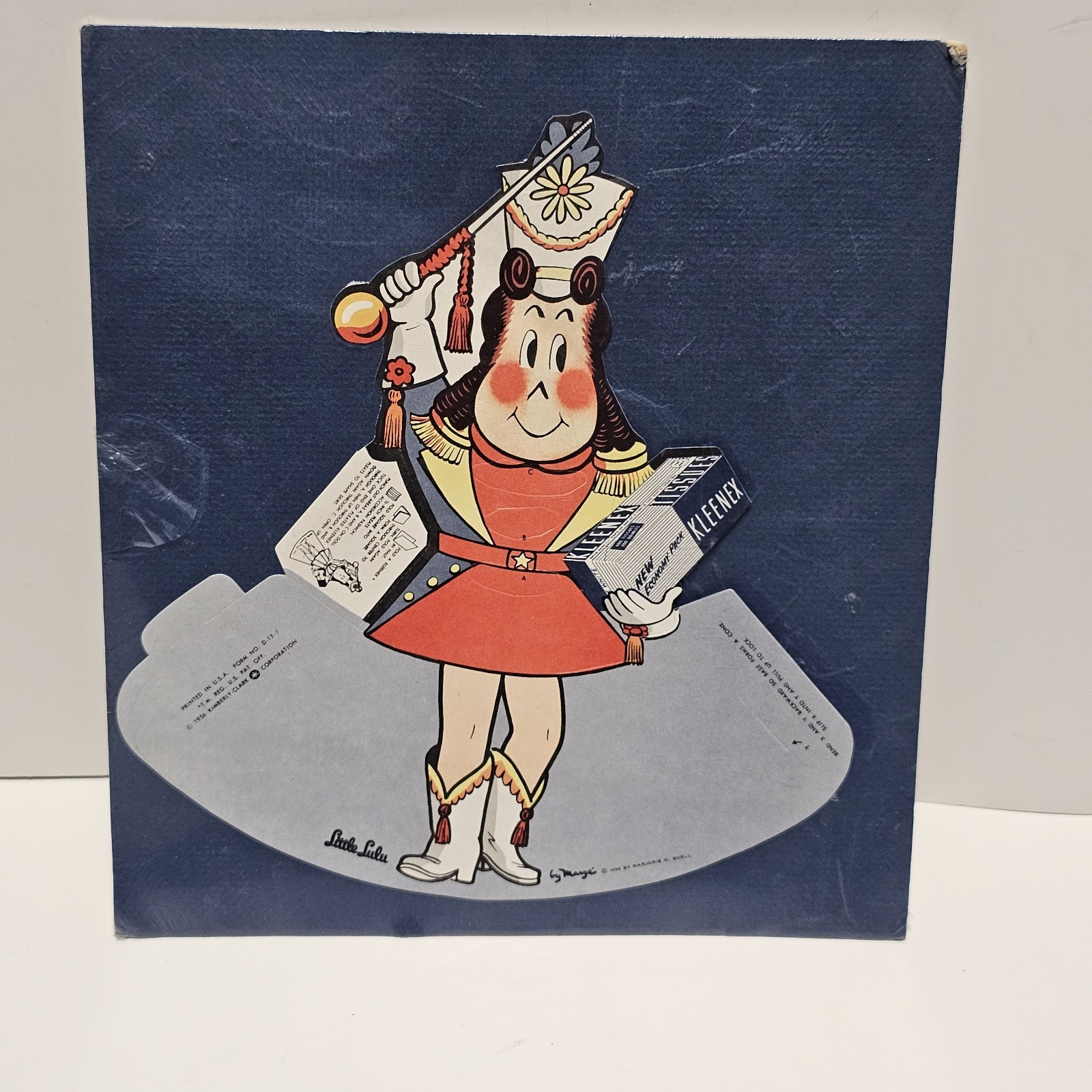 1956 LITTLE LULU KLEENEX TISSUES CARDBOARD STORE COUNTER ADVERTISING PIECE 12″