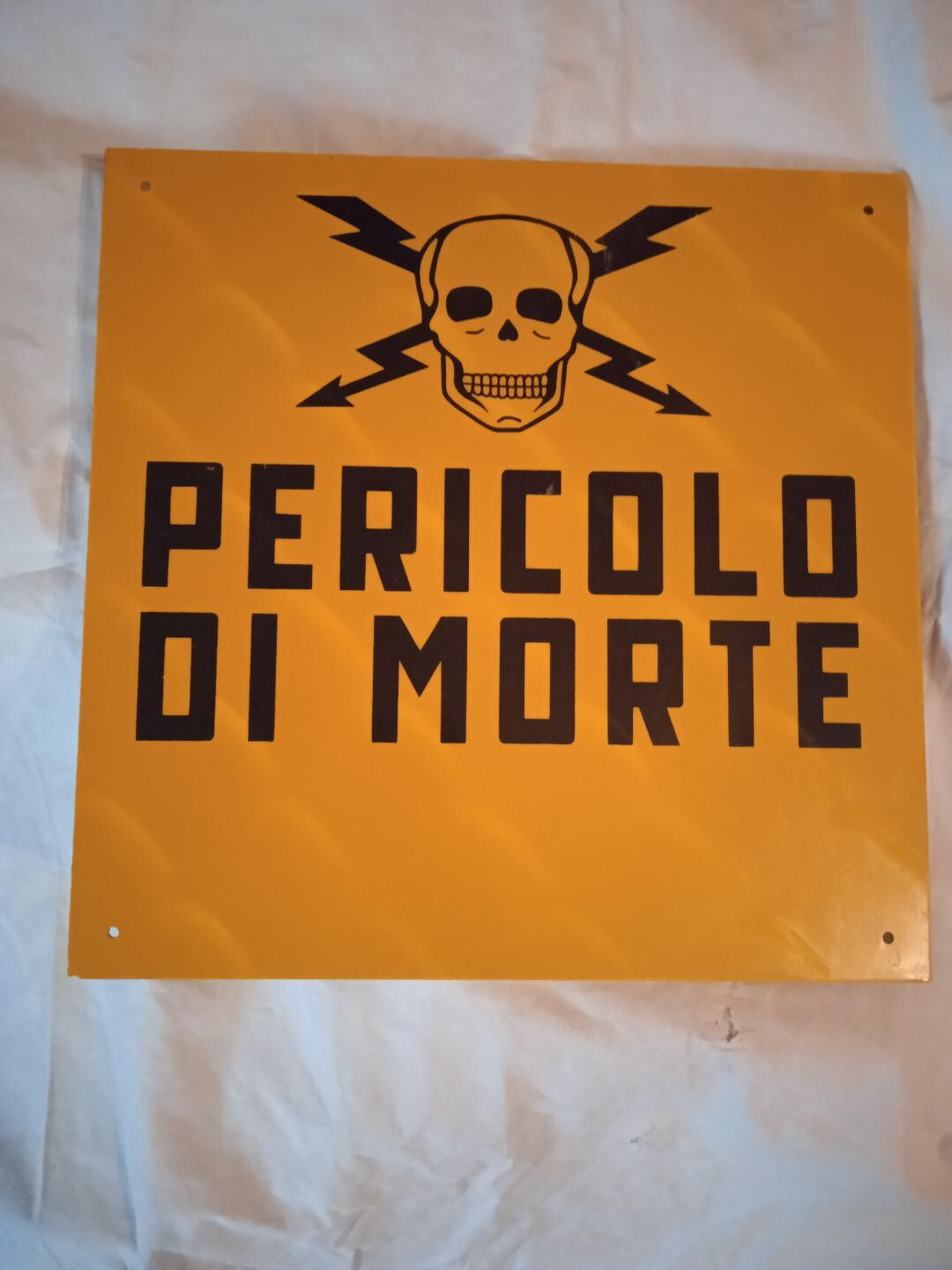 VINTAGE ORIGINAL DEATH DANGER SIGN 90s PLASTIC GOOD CONDITION