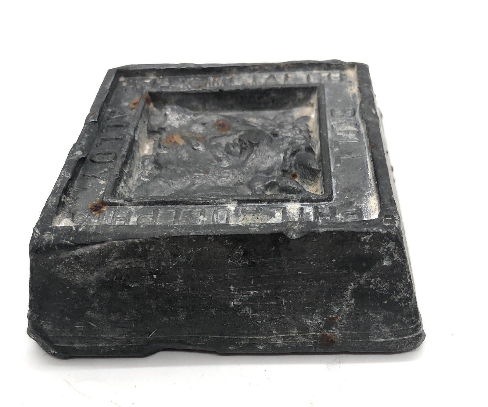 AJAX METAL Co BULL ALLOY PHILADELPHIA Old Advertising Paperweight Store Display