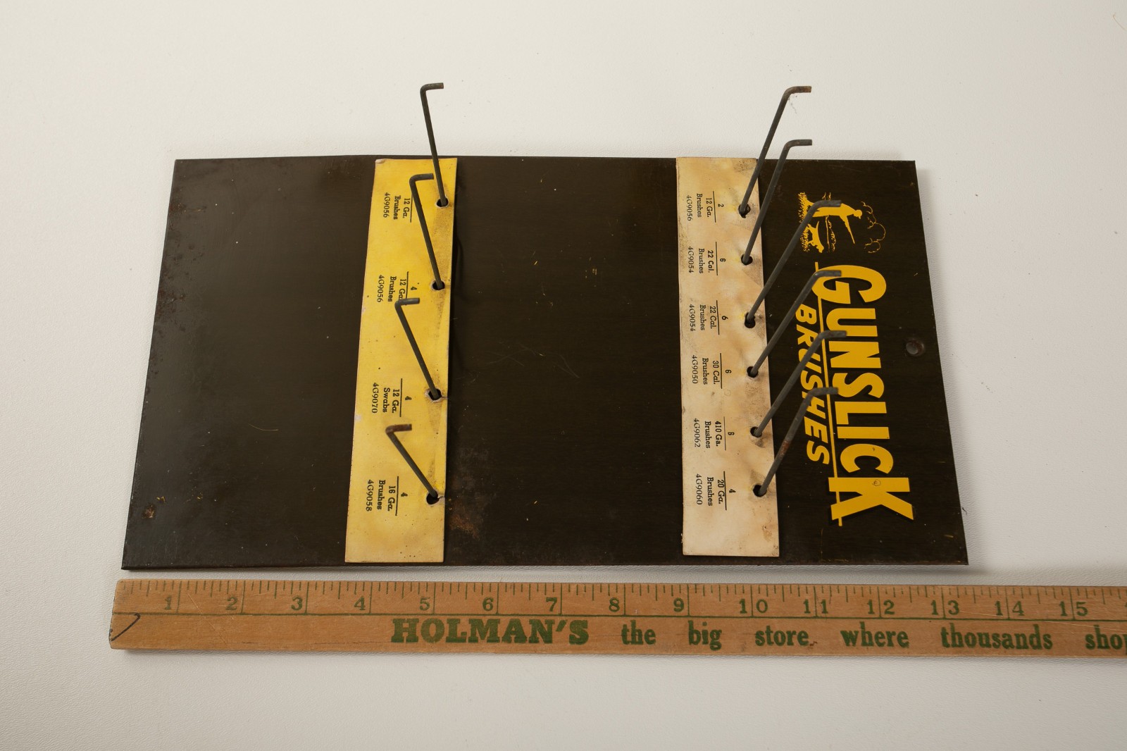 Gunslick Brushes Gun Store Display (B10C/JSF6) Hanging Tin w/Paper Back