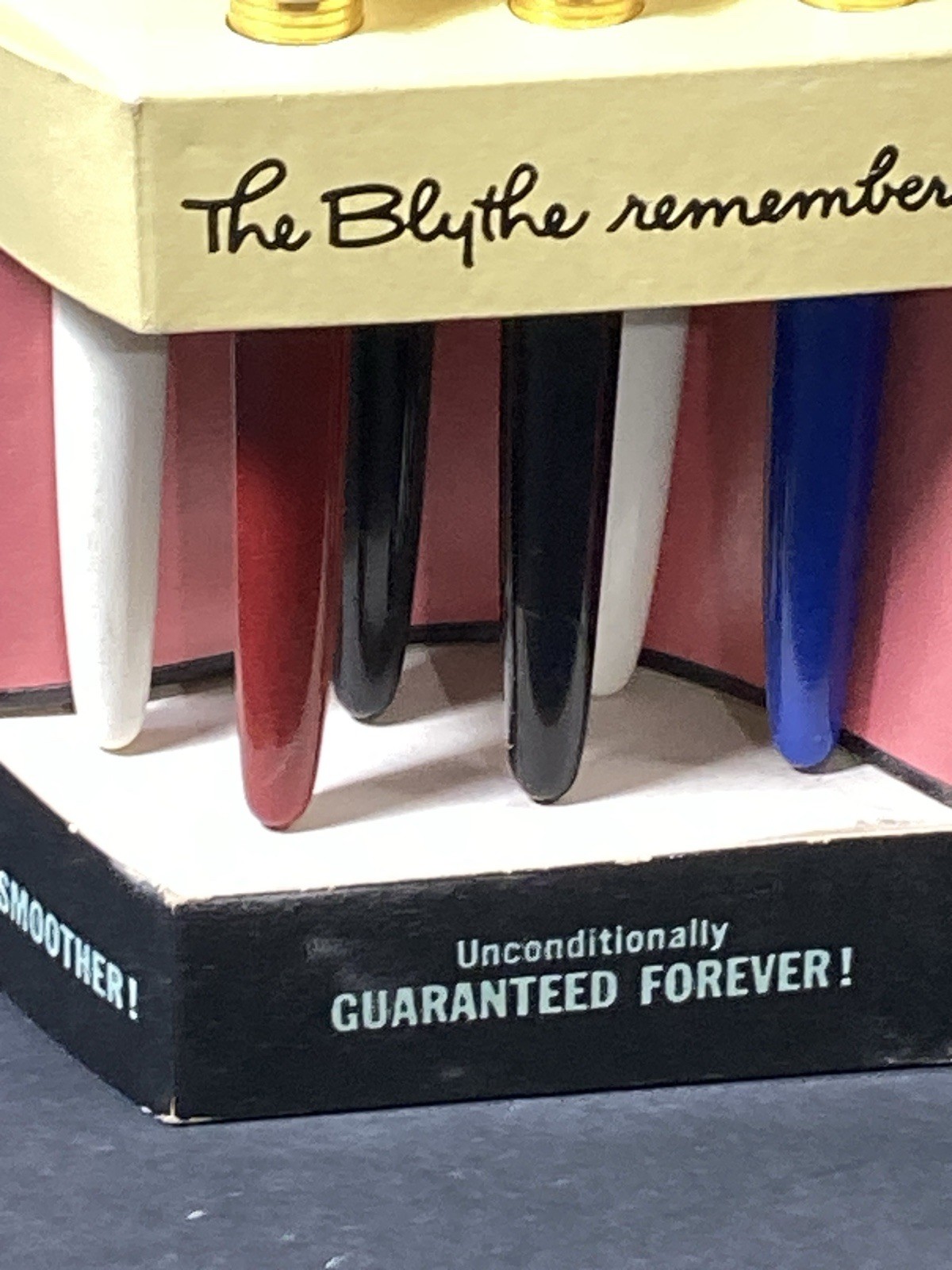 Vtg MCM 1954 BB “The Blythe AUTOMAGIC Pen” Trifold Store Display w 12 PENS (dry)