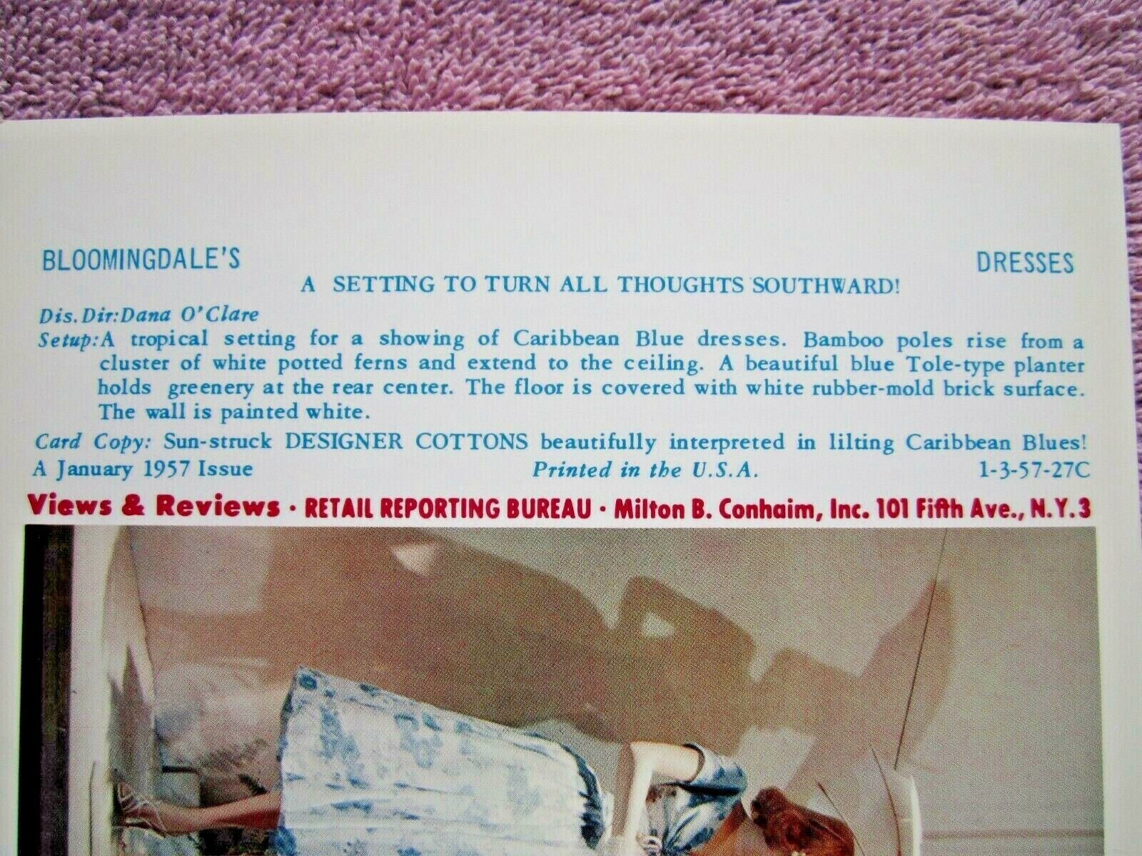 1957 BLOOMINGDALE’S STORE WINDOW DISPLAY DESIGNER COTTONS PHOTOGRAPH PRINT #203