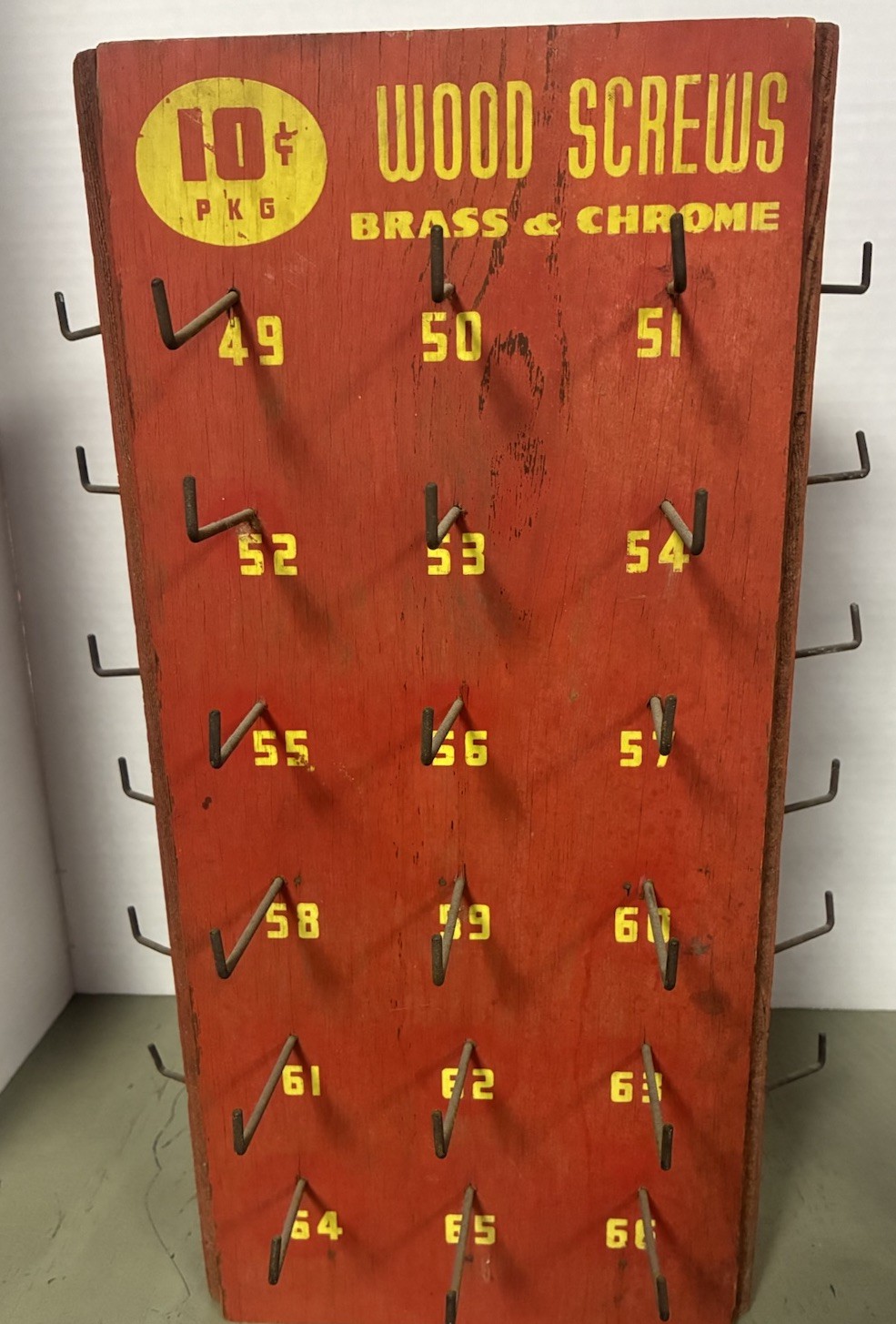 Vintage General Store wood Red Counter Top Display sign advertising hardware
