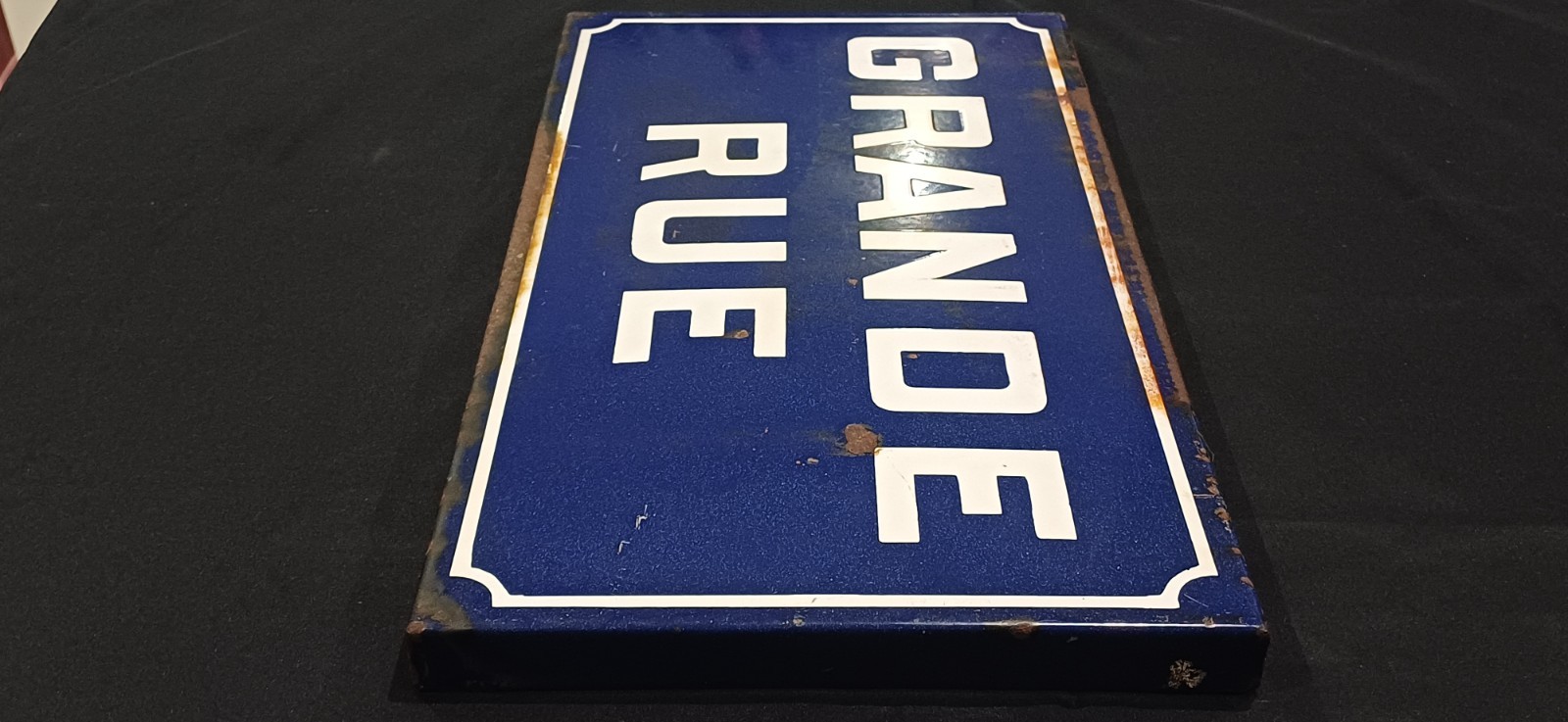 Antique Thick Enameled Street Sign Grande Rue