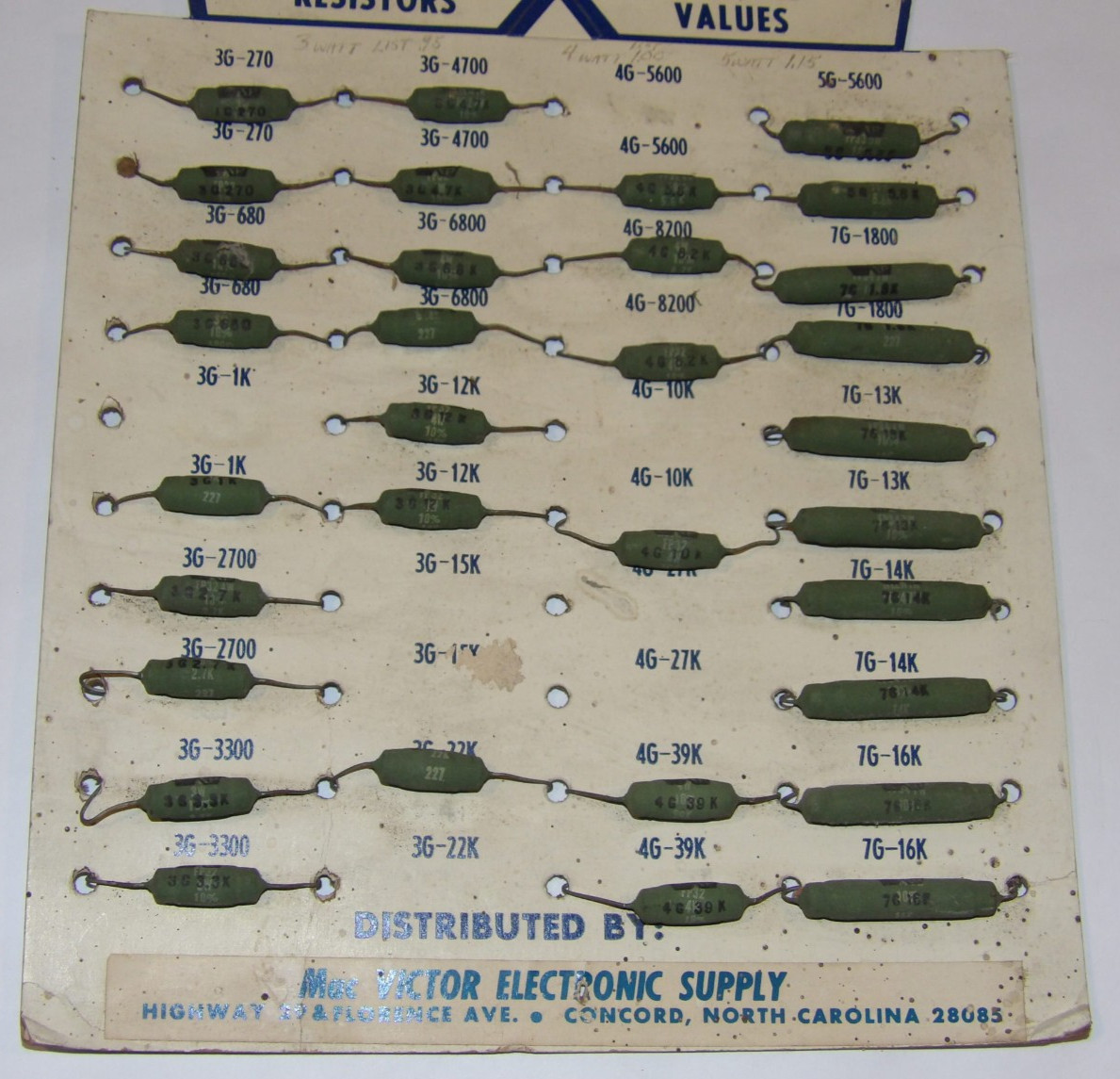 VINTAGE 1960s WORKMAN ELECTRONICS STORE DISPLAY! CERAMIC RESISTORS FOR COLOR TV!