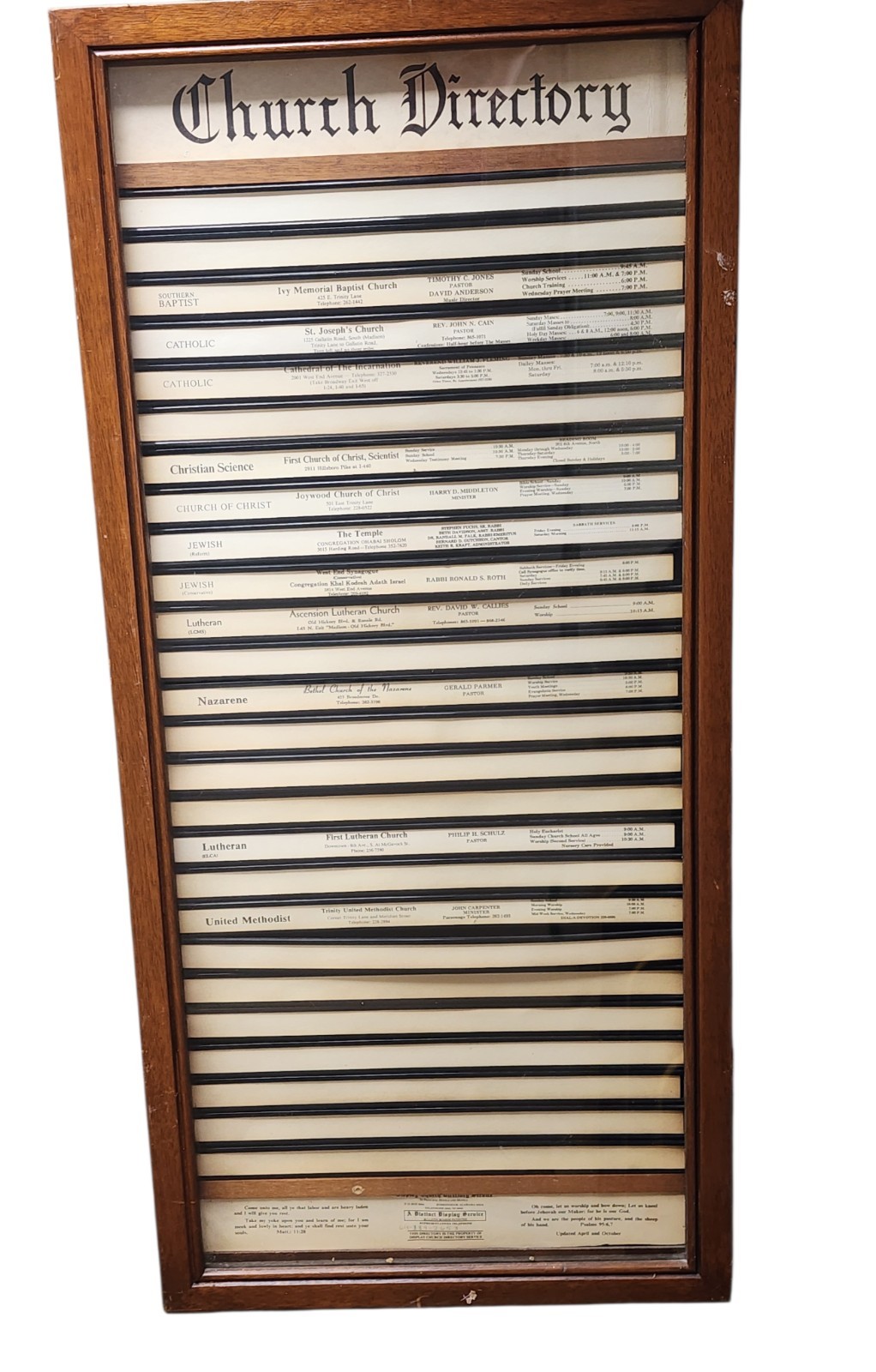 Unique Nashville Wood Wall Display Cabinet Case Glass Door Church Directory Vint