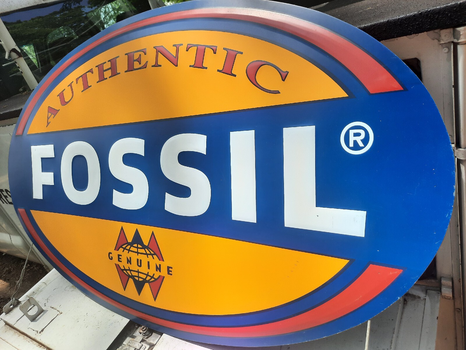 Fossil Watch Dealer Sign 47″x27″ Metal Embossed Made In USA