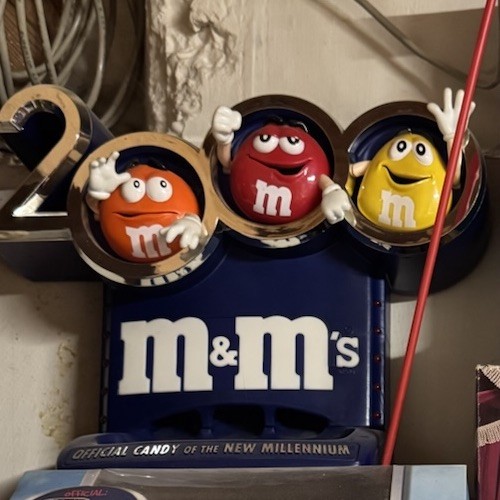 M&M’s 2000 Store Display Advertising Sign w/ Red Yellow Orange Characters
