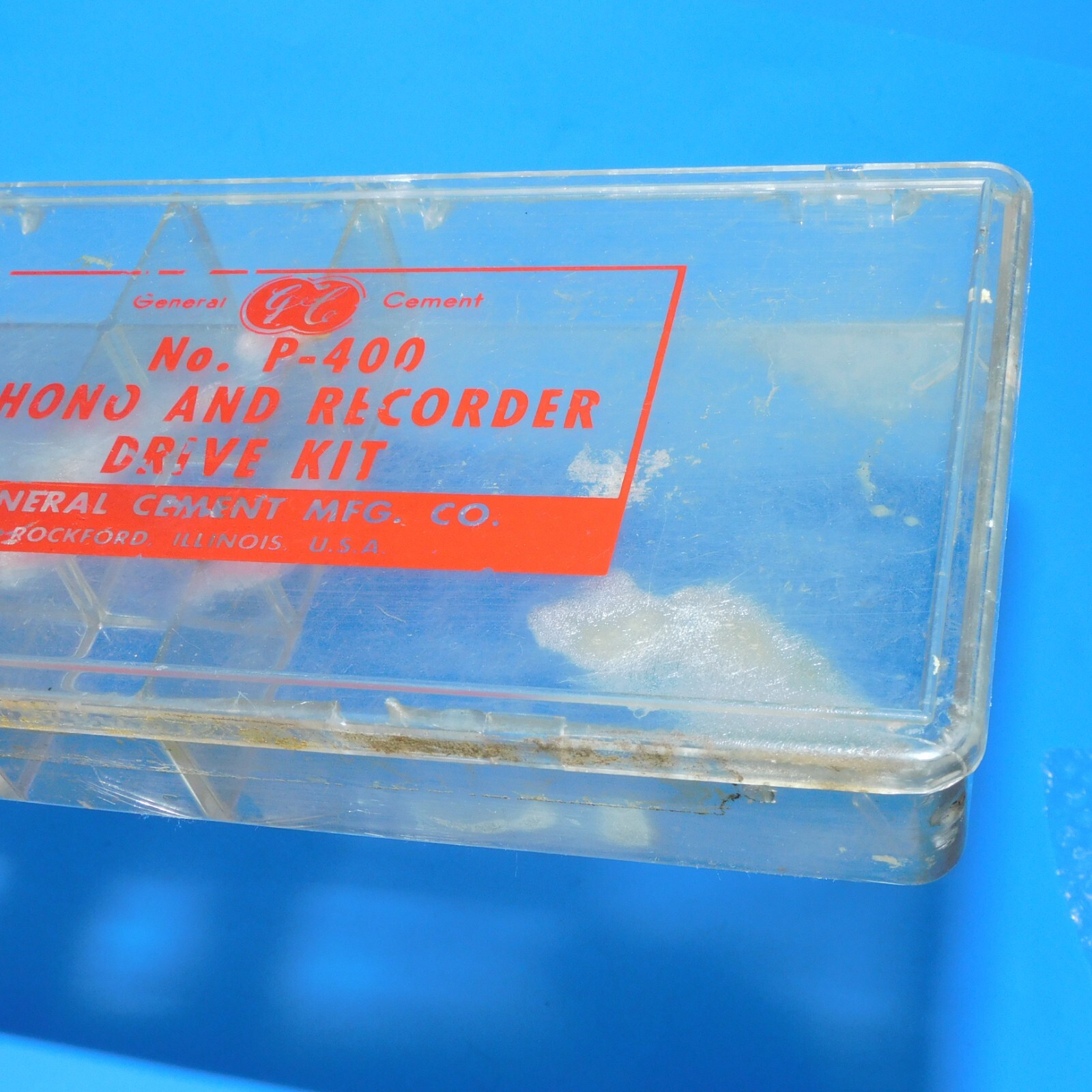 NO. P-400 PHONO AND RECORDER DRIVE KIT GENERAL CEMENT CLEAR PLASTIC BOX