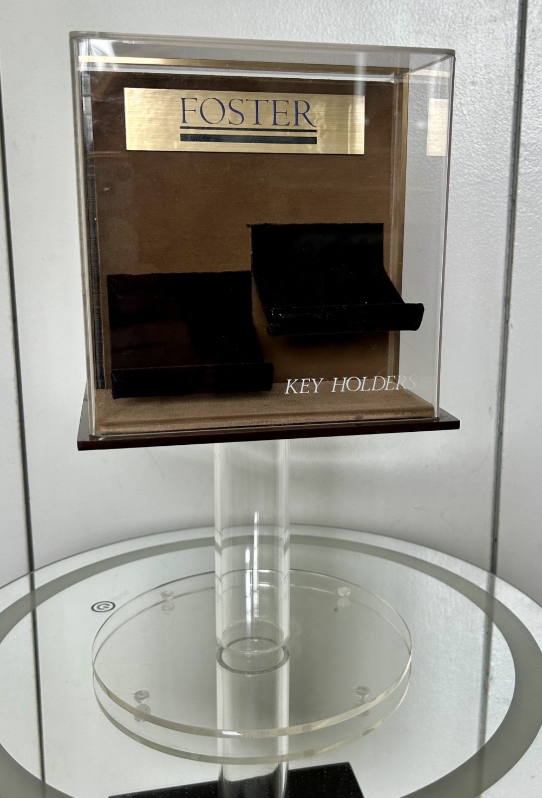 Vintage FOSTERS Store Display Case Stand Swivel Key Holders Tabletop Showcase