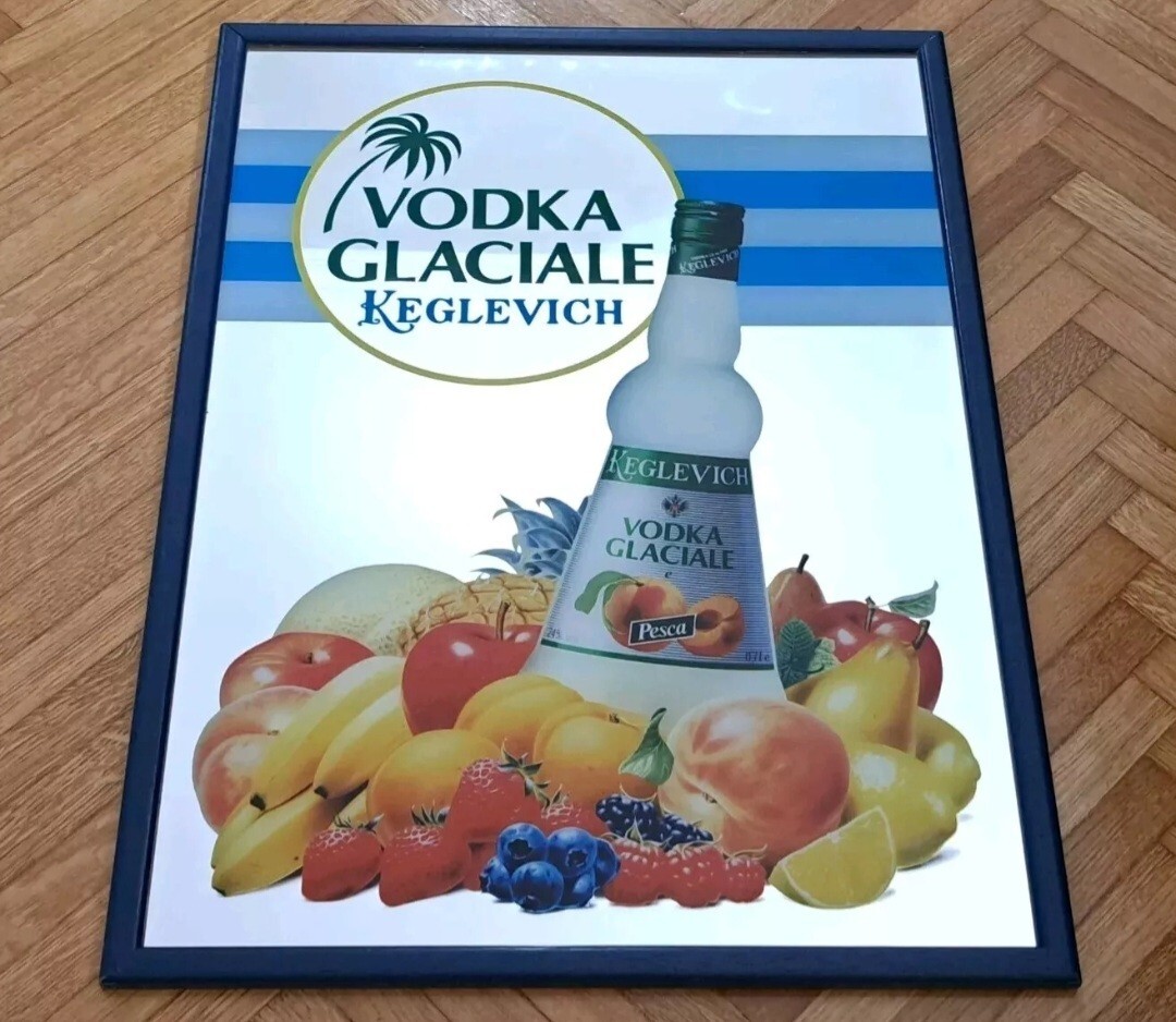 ADVERTISING MIRROR FRAME-KEGLEVICH VODKA-MIRROR PAINTING PICTURES-VINTAGE