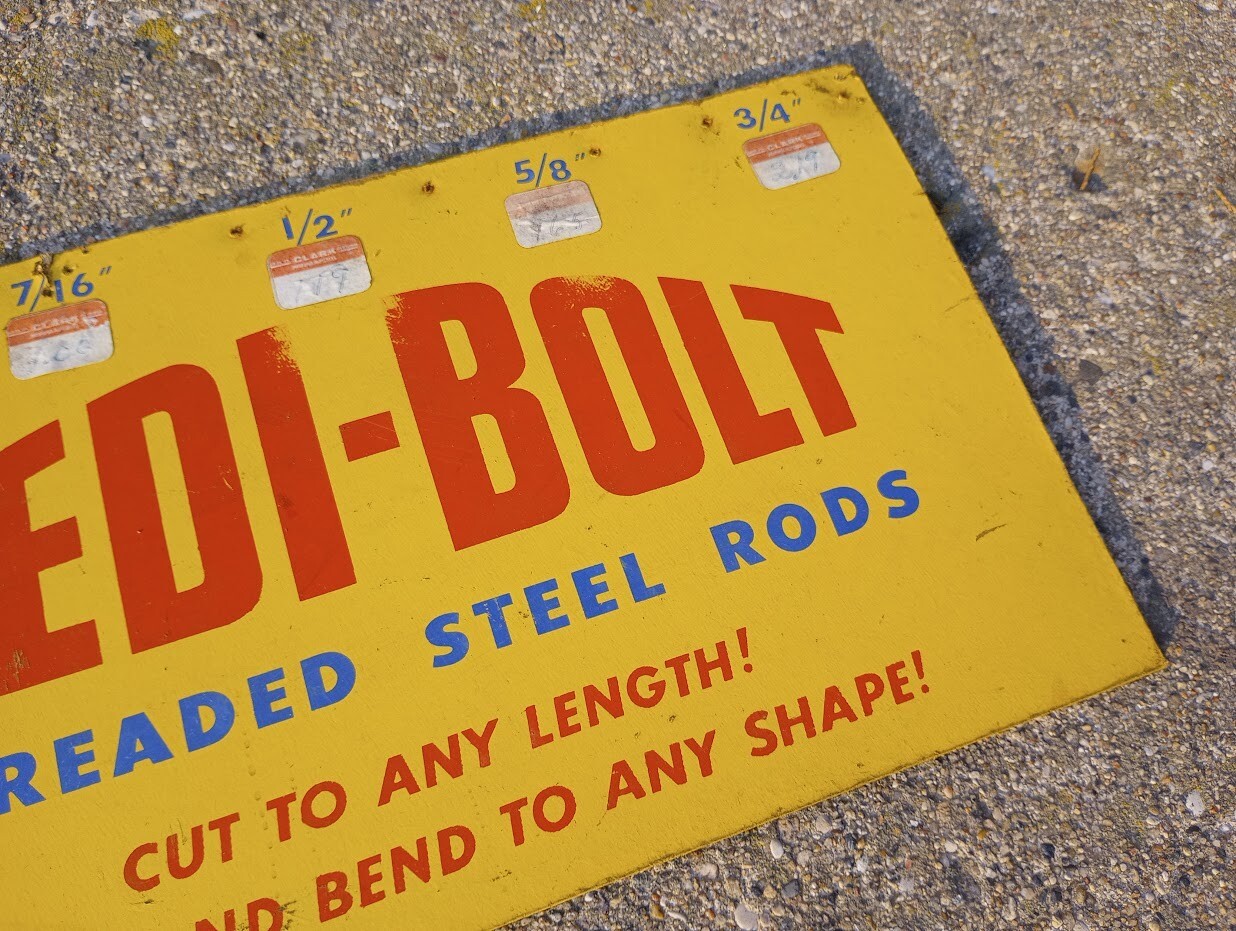 —Vintage wooden REDI-BOLT hardware store display sign