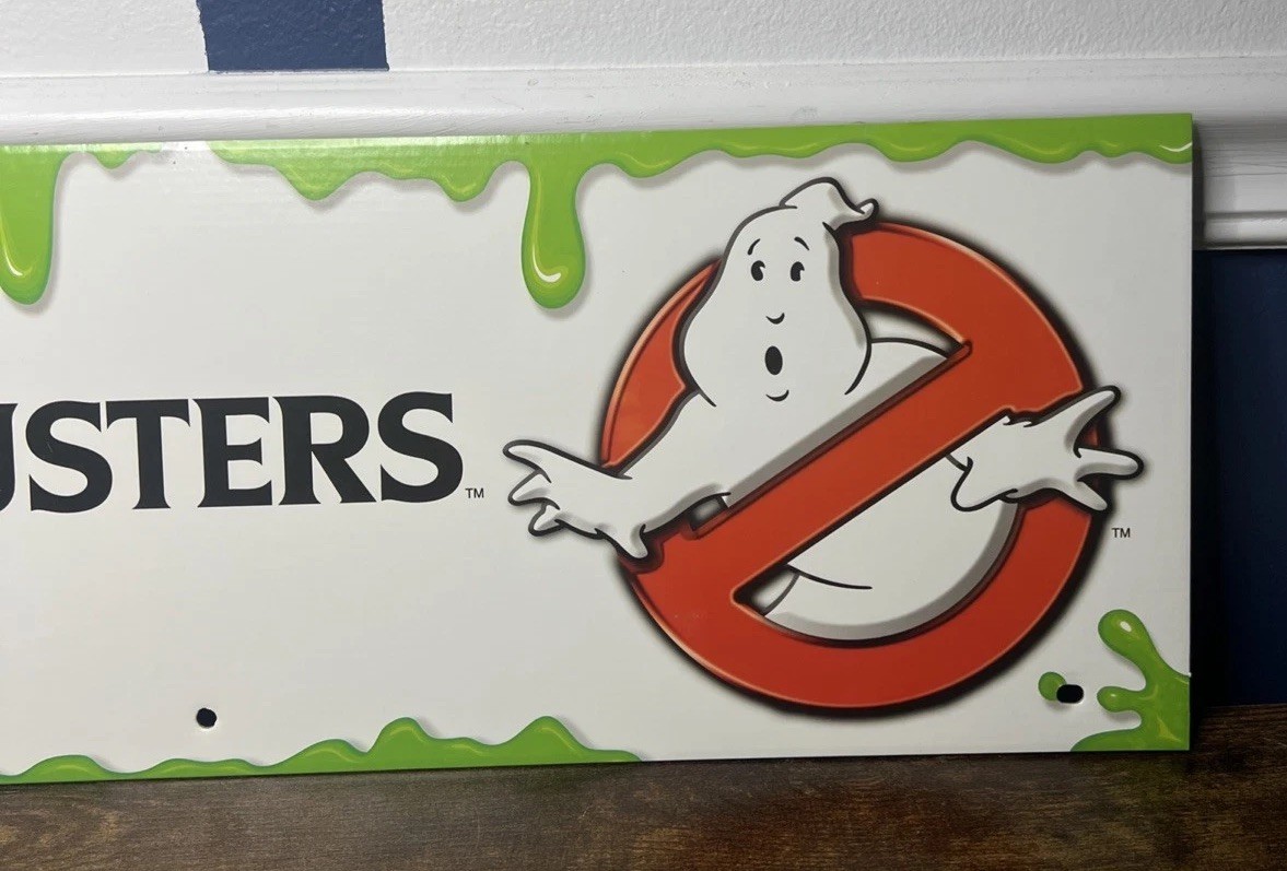 Spirit Halloween Cardboard Display End Cap Ghost Busters 24×8 Ghostbusters Sign