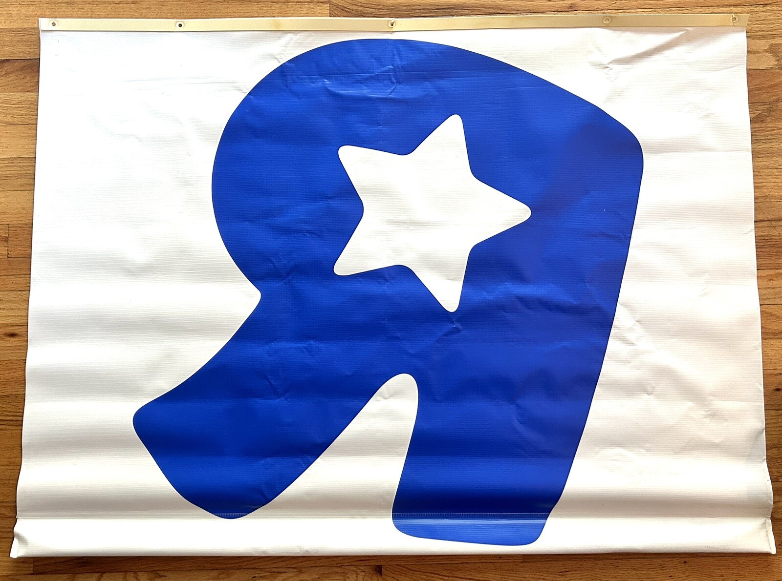 Toys R Us Banner Store Sign Blue R White Vinyl Hanging Display Vintage Rare