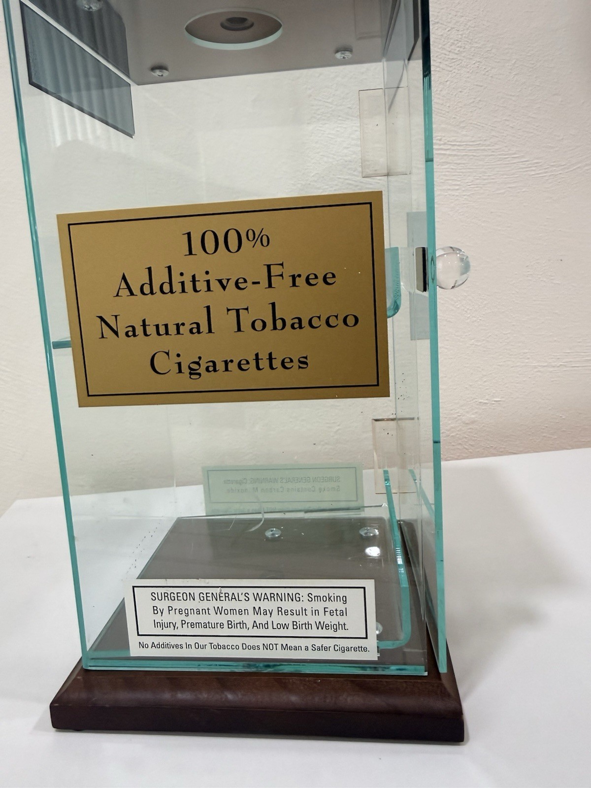 Vintage Nat Sherman Luxury Cigarettes Acrylic Counter Display Case Wood Base