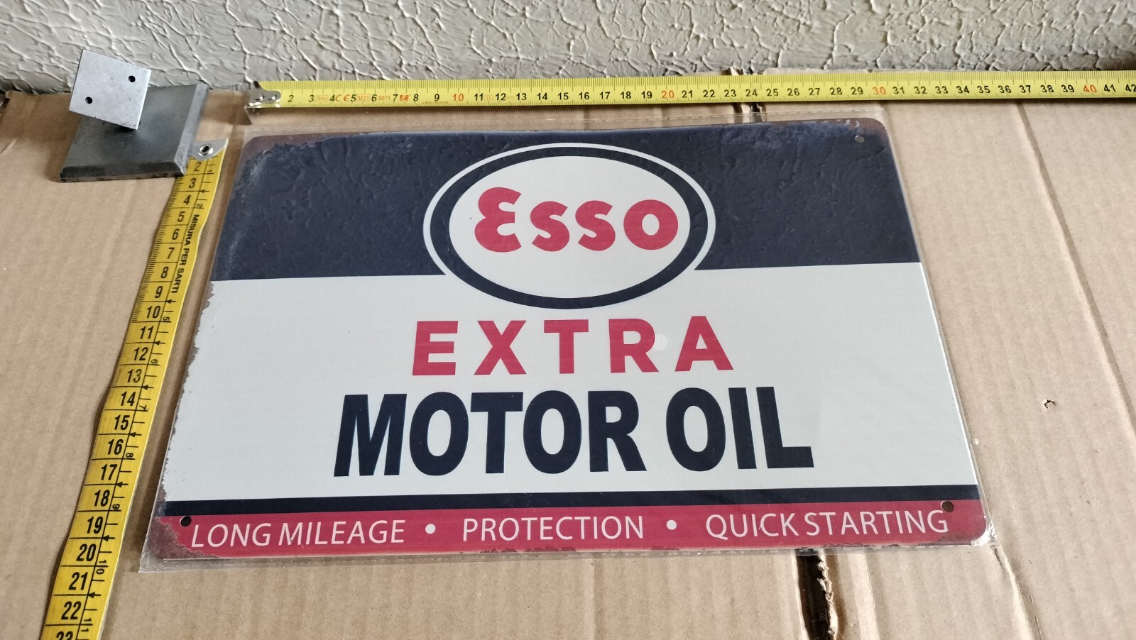 It Extra Motor Oil Collectible Metal Advertising Sign Table