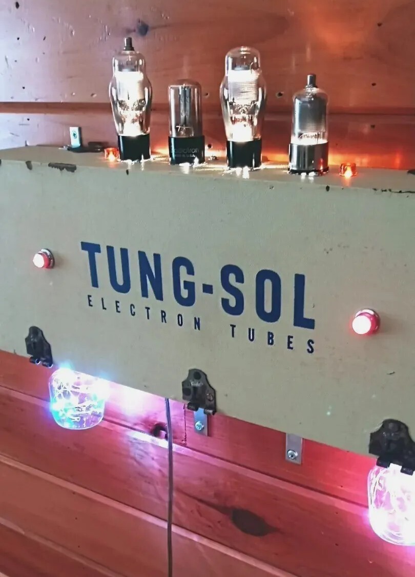 Vintage Folk Art Lighted Sign Advertising Display Tung-Sol Electron Power Tube
